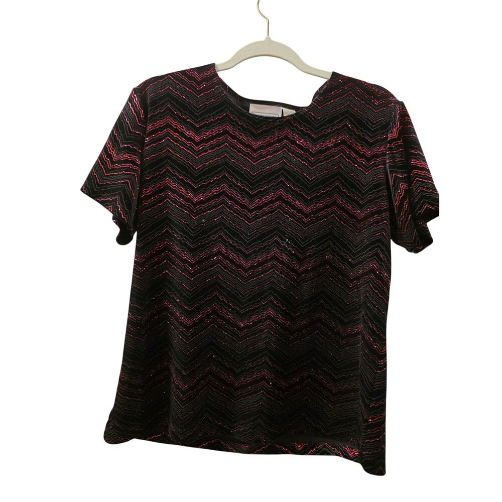 Vtg Y2K Special Occasions Black & Red Metallic Top Impressions New Years Eve L